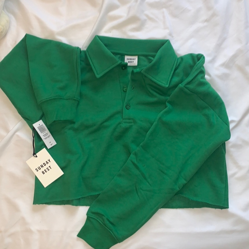 ARITZIA SUNDAY BEST CROPPED POLO SWEATER
